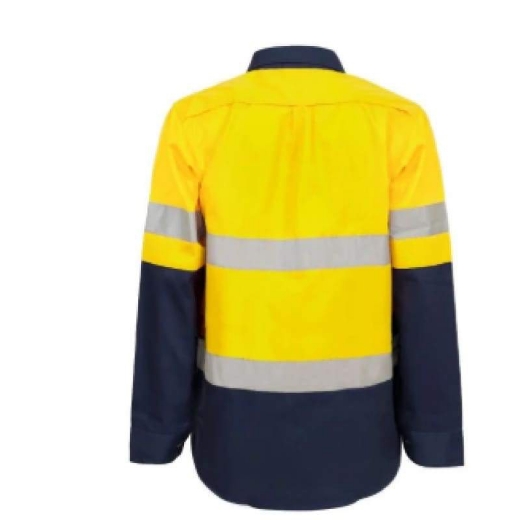 Picture of WorkCraft, Womens, Maternity, Shirt, Long Sleeve, Lightweight, Hi Vis, Two Tone, Vented, Cotton Drill, CSR Reflective Tape